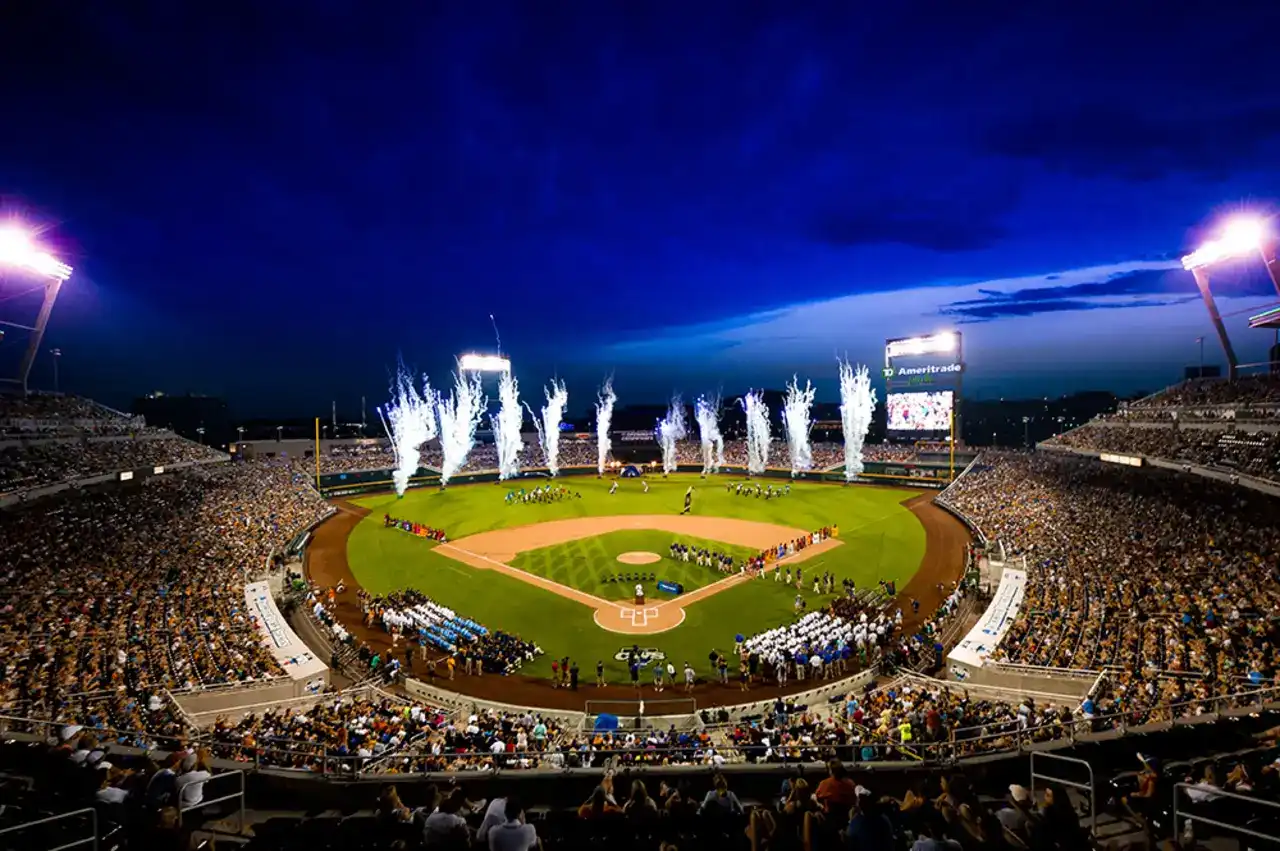 A snapshot from the College World Series capturing the thrill of the event.